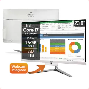 Computador All In One Intel Core I7 8° Geração 16gb Ddr4 Ssd 1tb Tela 23,8'' Strong Tech